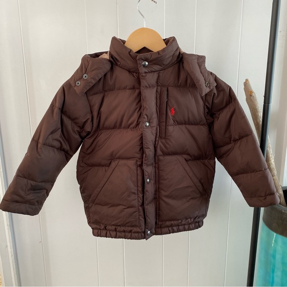 Polo Ralph Lauren Other - Polo Ralph Lauren Down Fill Brown Puffer Jacket Kids Toddler Retro Hood Winter